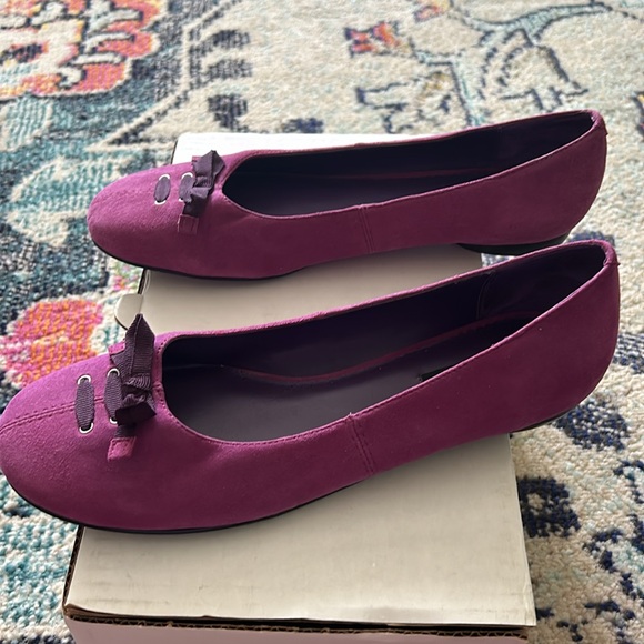 Style & Co Suede Leather Ballet Flat Slip On Shoe w Purple Bow Women 9 Magenta - Picture 3 of 11